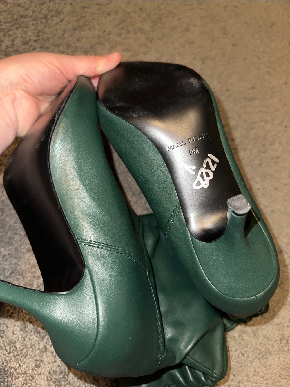 Women's Green Mid-Calf Pointed-Toe Stiletto Boots- Marc Fisher brand - Picture 3 of 3